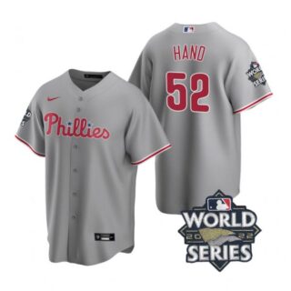 Men's Philadelphia Phillies Brad Hand 2022 World Series Gray Stitched Jersey