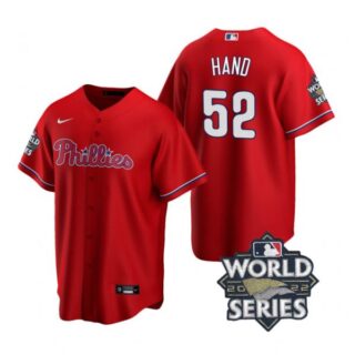 Men's Philadelphia Phillies Brad Hand 2022 World Series Red Stitched Jersey