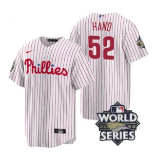 Men's Philadelphia Phillies Brad Hand 2022 World Series White Stitched Jersey