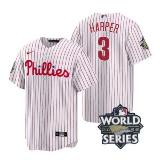 Men's Philadelphia Phillies Bryce Harper 2022 World Series White Stitched Jersey