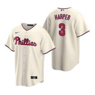 Men's #3 Bryce Harper Philadelphia Phillies Cool Base Jersey Cream
