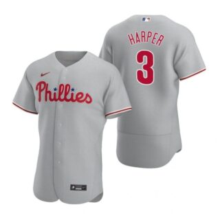Men's #3 Bryce Harper Philadelphia Phillies Flex Base Jersey Gray