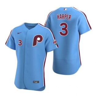 Men's #3 Bryce Harper Philadelphia Phillies Flex Base Jersey Light Blue