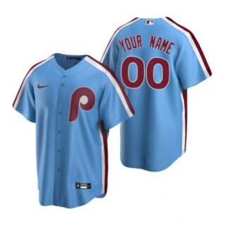 Men's Custom Philadelphia Phillies Cool Base Jersey Light Blue