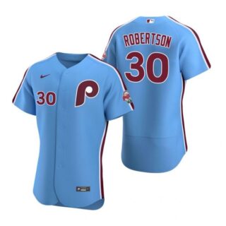 Men's #30 David Robertson Philadelphia Phillies Flex Base Jersey Light Blue