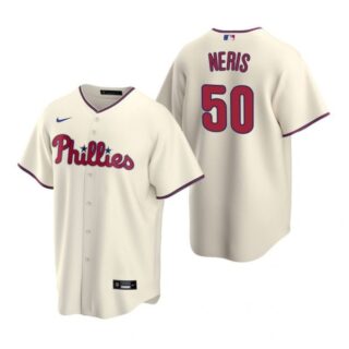 Men's #50 Hector Neris Philadelphia Phillies Cool Base Jersey Cream