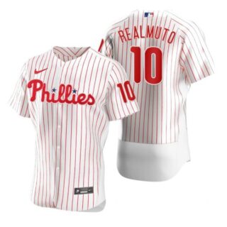 Men's #10 J.T. Realmuto Philadelphia Phillies Flex Base Jersey White