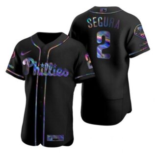 Men's #2 Jean Segura Philadelphia Phillies Flex Base Jersey Black Holographic