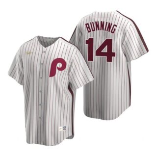 Men's #14 Jim Bunning Philadelphia Phillies Cool Base Jersey White Cooperstown