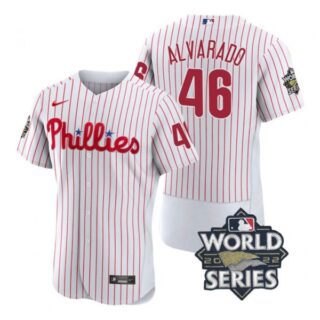 Men's Philadelphia Phillies Jose Alvarado 2022 World Series Stitched Jersey White