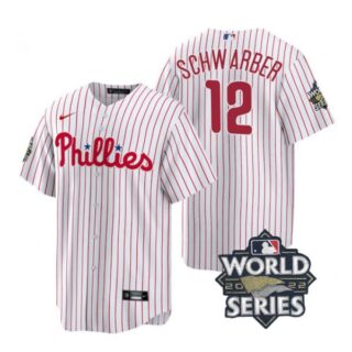 Men's Philadelphia Phillies Kyle Schwarber 2022 World Series White Stitched Jersey