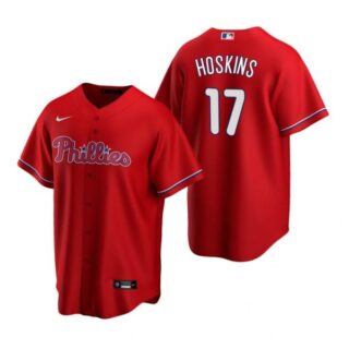 Men's #17 Rhys Hoskins Philadelphia Phillies Cool Base Jersey Red