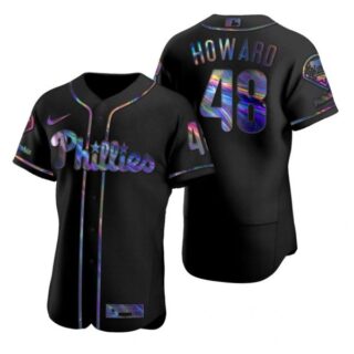 Men's #48 Spencer Howard Philadelphia Phillies Flex Base Jersey Black Holographic