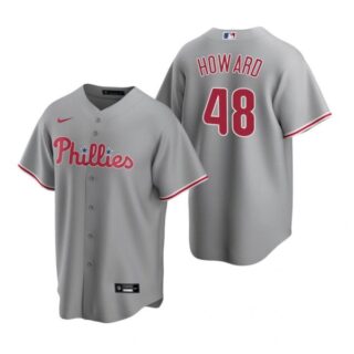 Men's #48 Spencer Howard Philadelphia Phillies Cool Base Jersey Gray