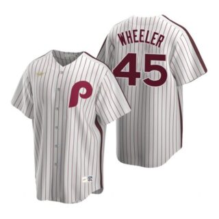 Men's #45 Zack Wheeler Philadelphia Phillies Cool Base Jersey White Cooperstown