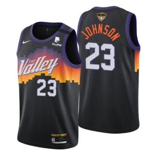 Men's #23 Cameron Johnson Phoenix Suns 2021 NBA Finals Jersey Black City Editon