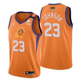 Men's #23 Cameron Johnson Phoenix Suns 2021 NBA Finals Jersey Statement Orange