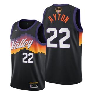 Men's #22 Deandre Ayton Phoenix Suns 2021 NBA Finals Jersey Black City Editon