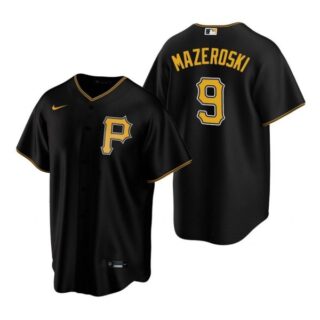 Men's #9 Bill Mazeroski Pittsburgh Pirates Cool Base Jersey Black