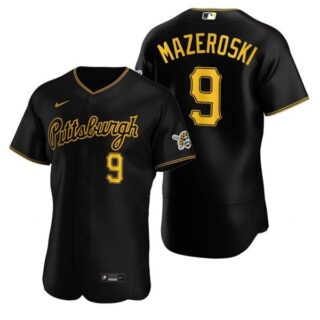 Men's #9 Bill Mazeroski Pittsburgh Pirates Flex Base Jersey Black