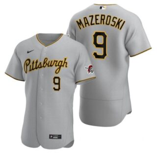 Men's #9 Bill Mazeroski Pittsburgh Pirates Flex Base Jersey Gray