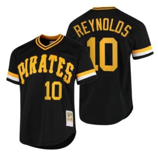 Men's #10 Bryan Reynolds Pittsburgh Pirates Cool Base Jersey Black Throwback