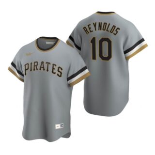Men's #10 Bryan Reynolds Pittsburgh Pirates Cool Base Jersey Gray Cooperstown