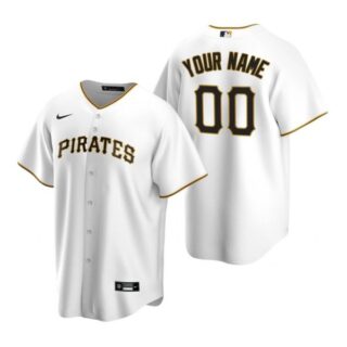 Men's Custom Pittsburgh Pirates Cool Base Jersey White