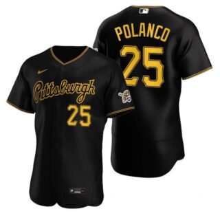 Men's #25 Gregory Polanco Pittsburgh Pirates Flex Base Jersey Black
