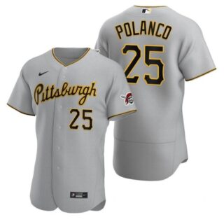 Men's #25 Gregory Polanco Pittsburgh Pirates Flex Base Jersey Gray