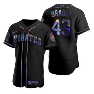 Men's #43 Steven Brault Pittsburgh Pirates Black Holographic Jersey Black Holographic