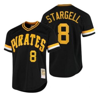 Men's #8 Willie Stargell Pittsburgh Pirates Cool Base Jersey Black Throwback