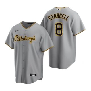 Men's #8 Willie Stargell Pittsburgh Pirates Cool Base Jersey Gray
