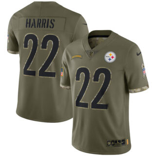 Youth Najee Harris Pittsburgh Steelers Olive 2022 Salute To Service Jersey Stitched