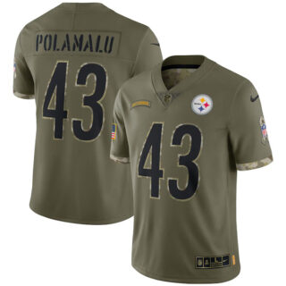 Youth T.J. Watt Pittsburgh Steelers Olive 2022 Salute To Service Jersey Stitched