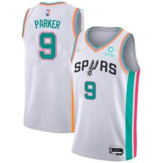 Men's San Antonio Spurs Tony Parker White City Edition 75th Anniversary Diamond Jersey Stitched