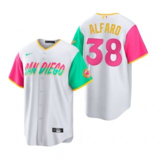 Men's Cool Base San Diego Padres Jorge Alfaro White City Connect Stitched Jersey