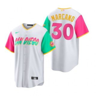 Men's Cool Base San Diego Padres Tucupita Marcano White City Connect Stitched Jersey