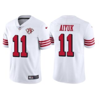 Men's San Francisco 49ers Brandon Aiyuk 75th Anniversary Throwback Limited Jersey Stitched White