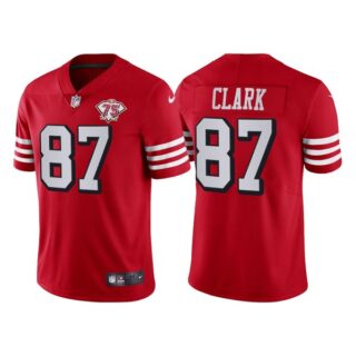 Men's San Francisco 49ers Dwight Clark 75th Anniversary Throwback Limited Jersey Stitched Scarlet