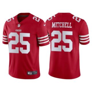 Men's San Francisco 49ers Elijah Mitchell 2022 Vapor Limited Stitched Jersey Scarlet