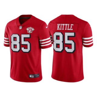 Men's San Francisco 49ers George Kittle 75th Anniversary Throwback Limited Jersey Stitched Scarlet