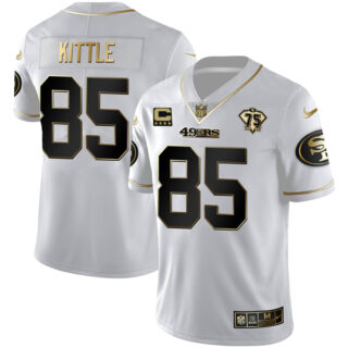 Men's San Francisco 49ers George Kittle White Gold Vapor Limited Jersey Stitched