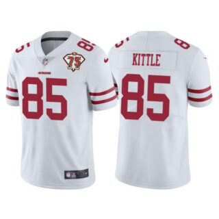 Men's #85 George Kittle San Francisco 49ers 75th Anniversary Patch Limited Jersey Stitched White