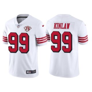 Men's San Francisco 49ers Javon Kinlaw 75th Anniversary Throwback Limited Jersey Stitched White