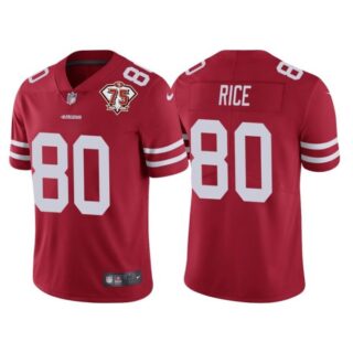Men's #80 Jerry Rice San Francisco 49ers 75th Anniversary Patch Limited Jersey Stitched Red