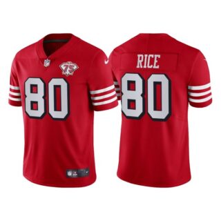 Men's San Francisco 49ers Jerry Rice 75th Anniversary Throwback Limited Jersey Stitched Scarlet