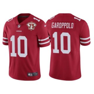 Men's #10 Jimmy Garoppolo San Francisco 49ers 75th Anniversary Patch Limited Jersey Stitched Red