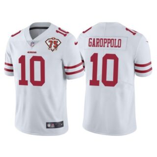 Men's #10 Jimmy Garoppolo San Francisco 49ers 75th Anniversary Patch Limited Jersey Stitched White