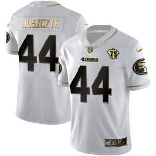 Men's San Francisco 49ers Kyle Juszczyk White Gold Vapor Limited Jersey Stitched